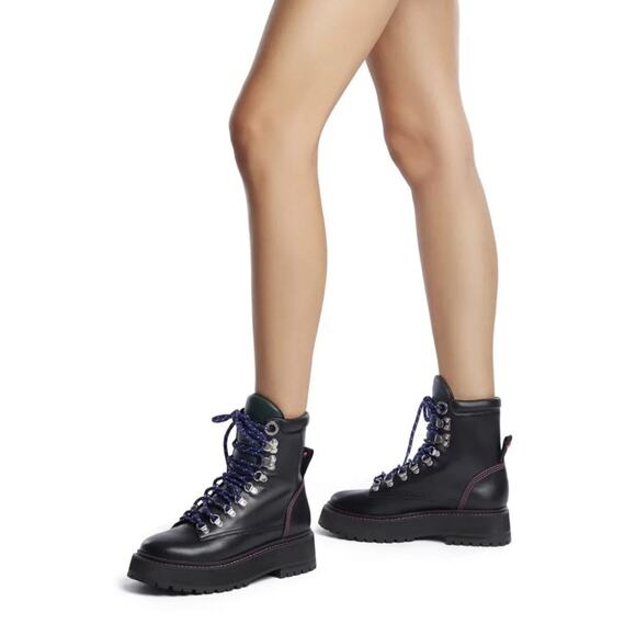 Larroude Jordan Low Leather Combat Boots Size 10 - Picture 2 of 14